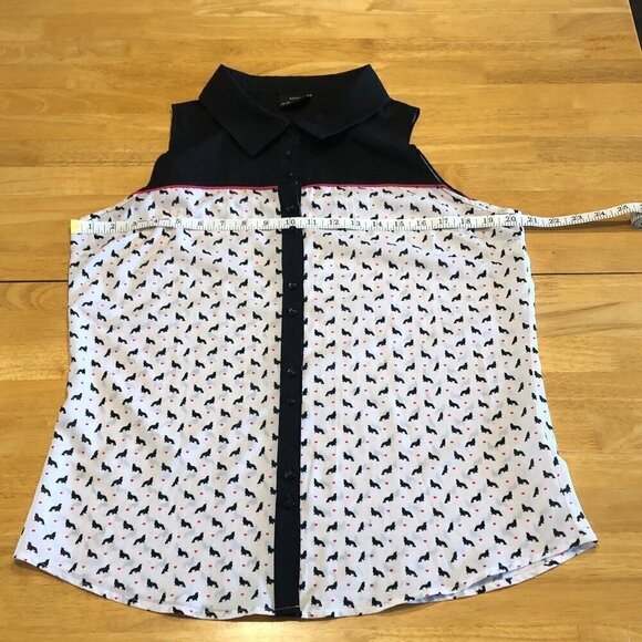 Schwiing Seal Walrus Sheer White Black Tank Blouse Button Down Shirt Women's Med - Picture 11 of 15